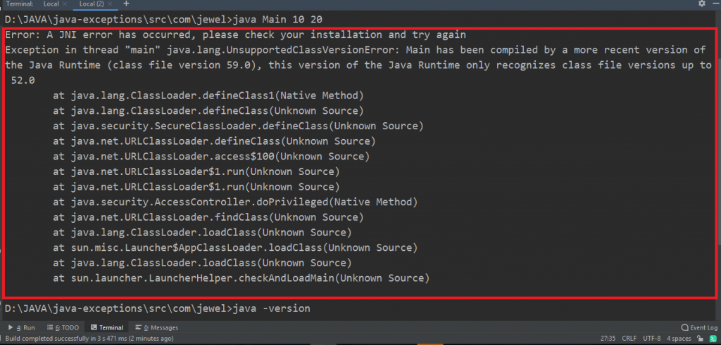 A JNI error has occurred, please check your installation and try again problem fix 2021